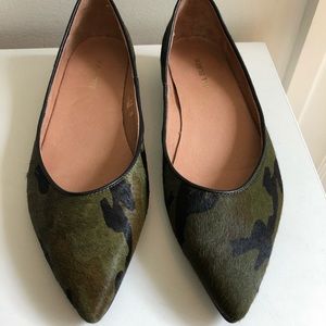 All Black Camo Pointed Ballet Flats New NBW